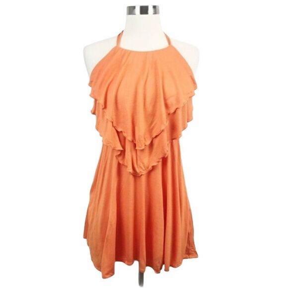 Bcbgeneration Womens Orange Handkerchief Halter Top Size Small Sleeveless - Picture 1 of 6